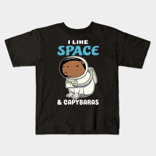 I Like Space and Capybaras Cartoon Kids T-Shirt